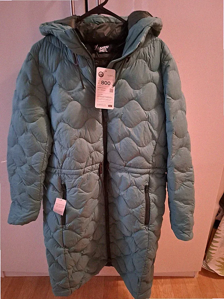 Daunenmantel Daunenjacke lang Damen von Lands End 34 petit Neu! in Türkis/ Mint