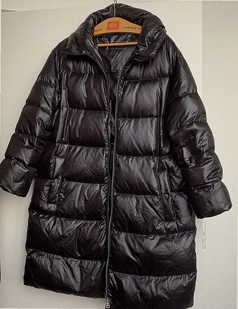 Daunenmantel Daunenjacke Mantel Parker Jacke Gr. 42 Schwarz Länge ca. 100 cm