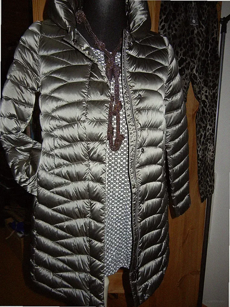 Daunenmantel, GEOX, Neu, Gr. 34-36 dark grey, glänzend elegant, lange Steppjacke