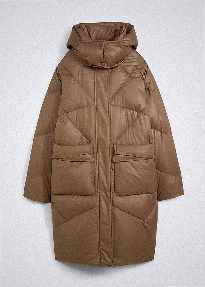 Daunenmantel Gr. 38 Walnussbraun Damen Winter-Mantel Parka Neu