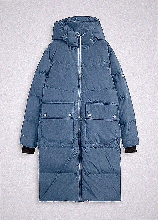Daunenmantel Gr. 48 Graublau Damen Winter-Mantel Jacke Coat Neu