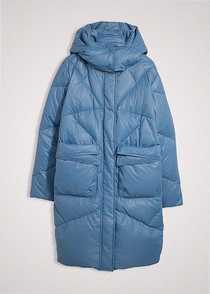 Daunenmantel Gr. 54 Wellenblau Damen-Mantel Wintermantel Jacke Neu