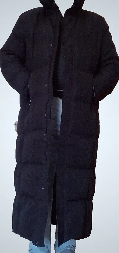 Daunenmantel Herren schwarz extra lang 136 cm, dick XL-XXL, echte Daunen