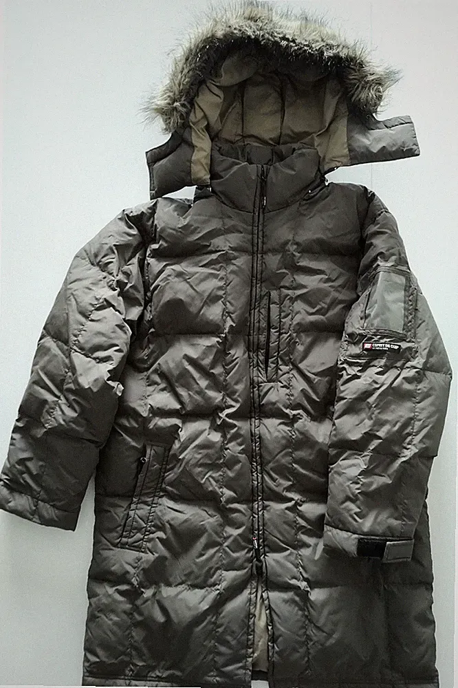 Daunenmantel + Kapuze Gr. S Unisex Hochwertig 70% Daune 30% Feder Dunkelkhaki