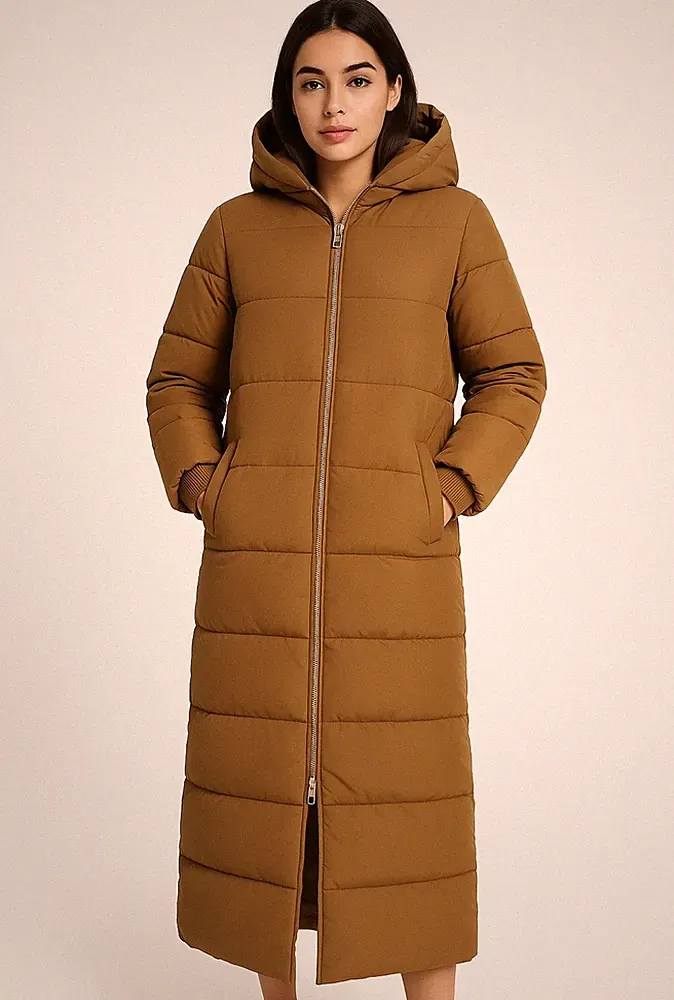 Daunenmantel Lang von COS Gr 34 XS Ocker (Senffarben) Oversized Puffer Coat Top