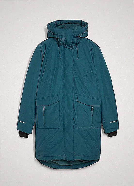 Daunenmantel mit Kapuze Gr. 44 Pfeffergrün Damen Mantel Jacke Parka Neu*
