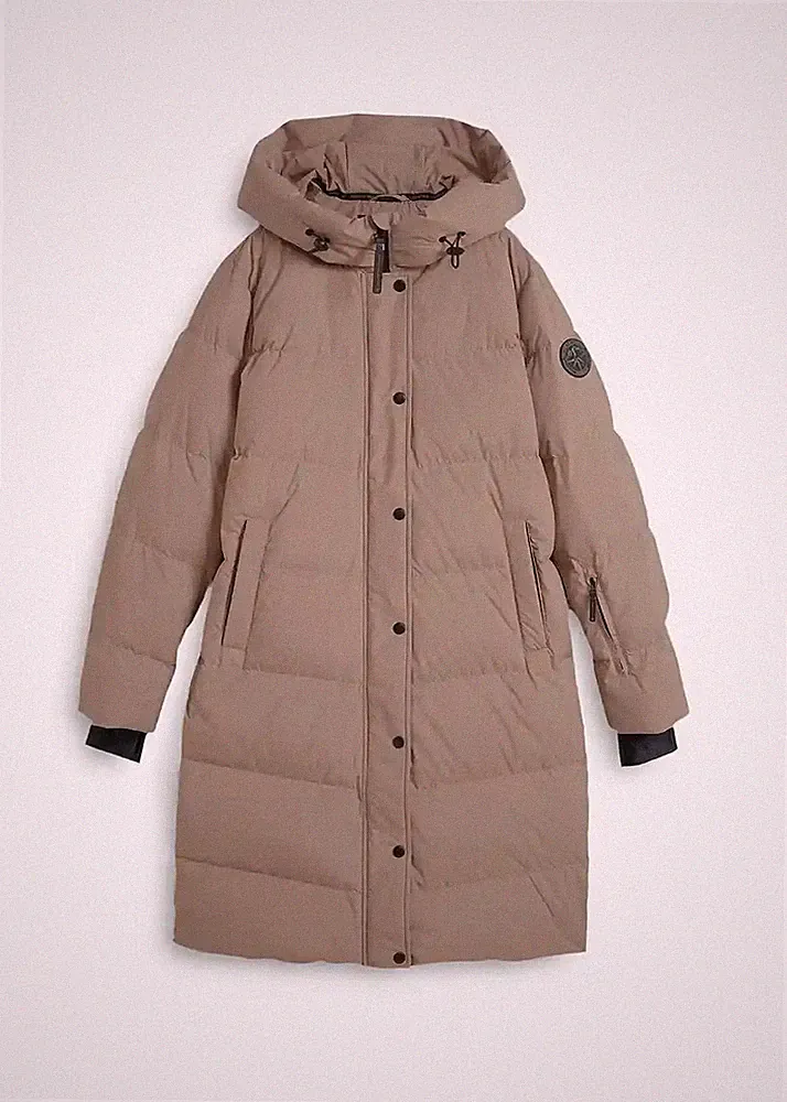 Daunenmantel mit Kapuze Gr. 44 Taupe Damen Daunen-Mantel Winter-Jacke Neu*