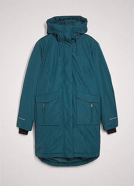 Daunenmantel mit Kapuze Gr. 46 Pfeffergrün Damen Mantel Jacke Parka Neu*