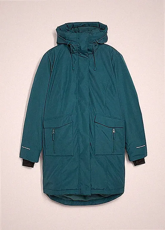 Daunenmantel mit Kapuze Gr. 50 Pfeffergrün Damen Mantel Jacke Parka Neu*