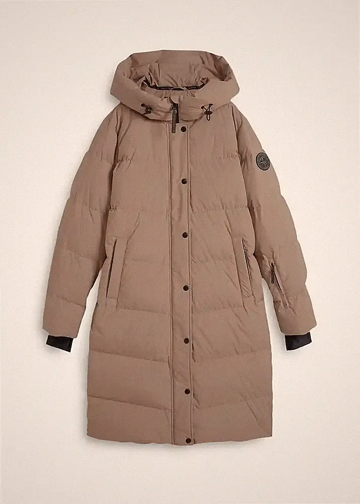 Daunenmantel mit Kapuze Gr. 54 Taupe Damen Daunen-Mantel Winter-Jacke Neu*