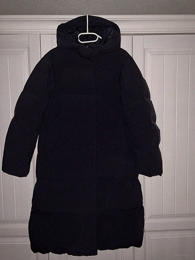 Daunenmantel Uniqlo(lang), Gr.XS/fällt wie S-M/36 aus, Dunkelblau, Wie neu!