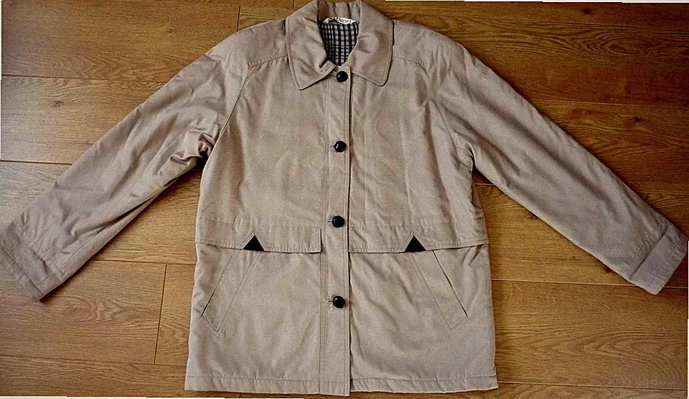Daxon Mantel Damen Vintage Winter Beige Knopfleiste Größe UK 16 EU 44
