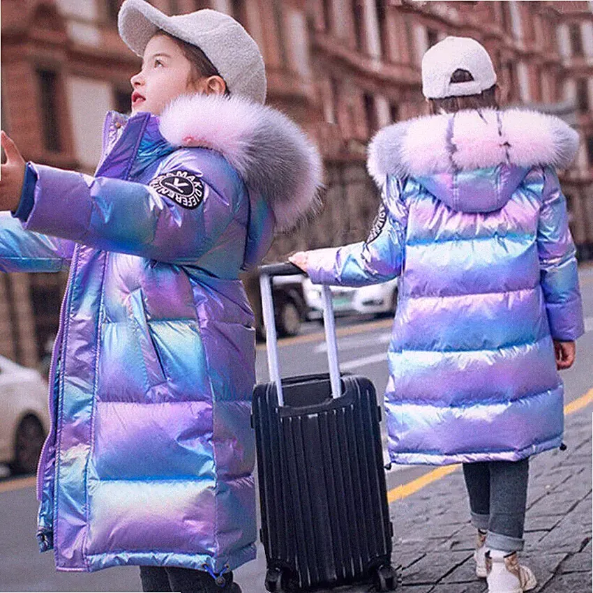 DE Kinder MädchenDaunenjacke Mit Kapuze Verdicken Warm Winter Lang Jacken Mäntel