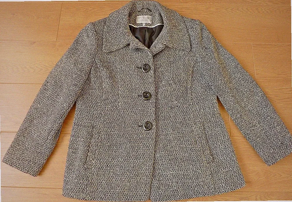 Debenhams Mantel Jacke Klassiker Damen Wollmix schwarz-weiß Gr. UK 16