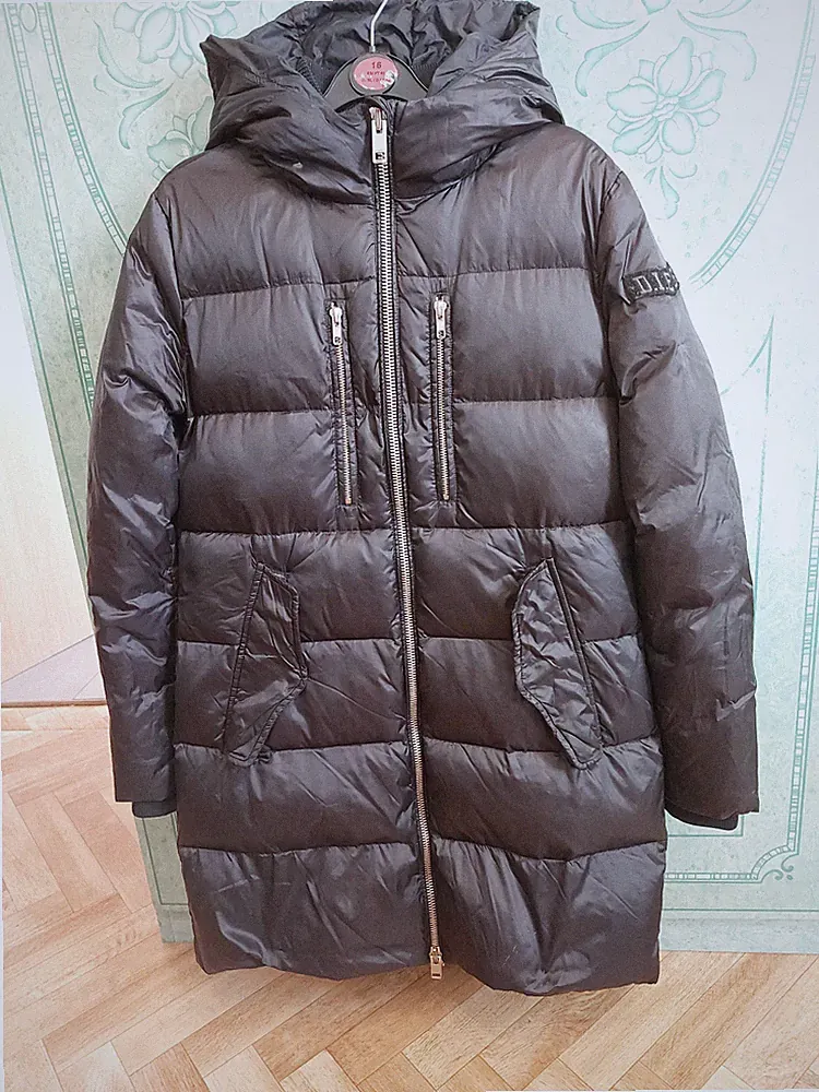DIESEL Super Warmer Daunen-Mantel mit Kapuze Schwarz Gr S(34-36)