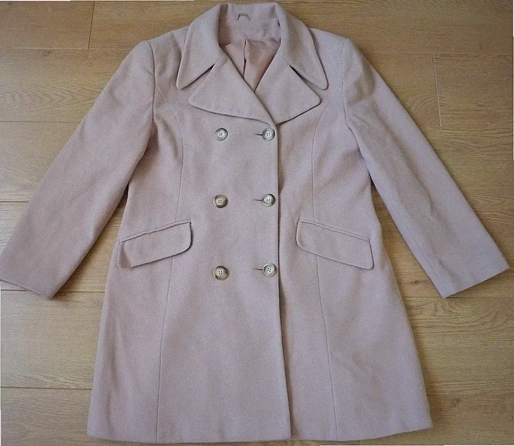 Dorothy Perkins Trenchcoat Damen Vintage Wolle & Kaschmir Mischung Beige UK 16