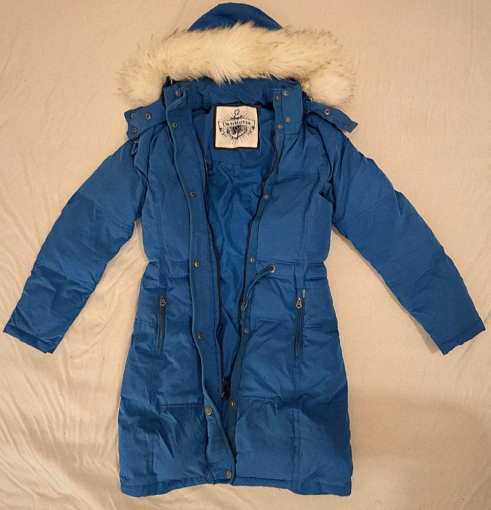 Dreimaster Winterjacke / Wintermantel gefüttert Petrol Winter Jacke Mantel Pelz