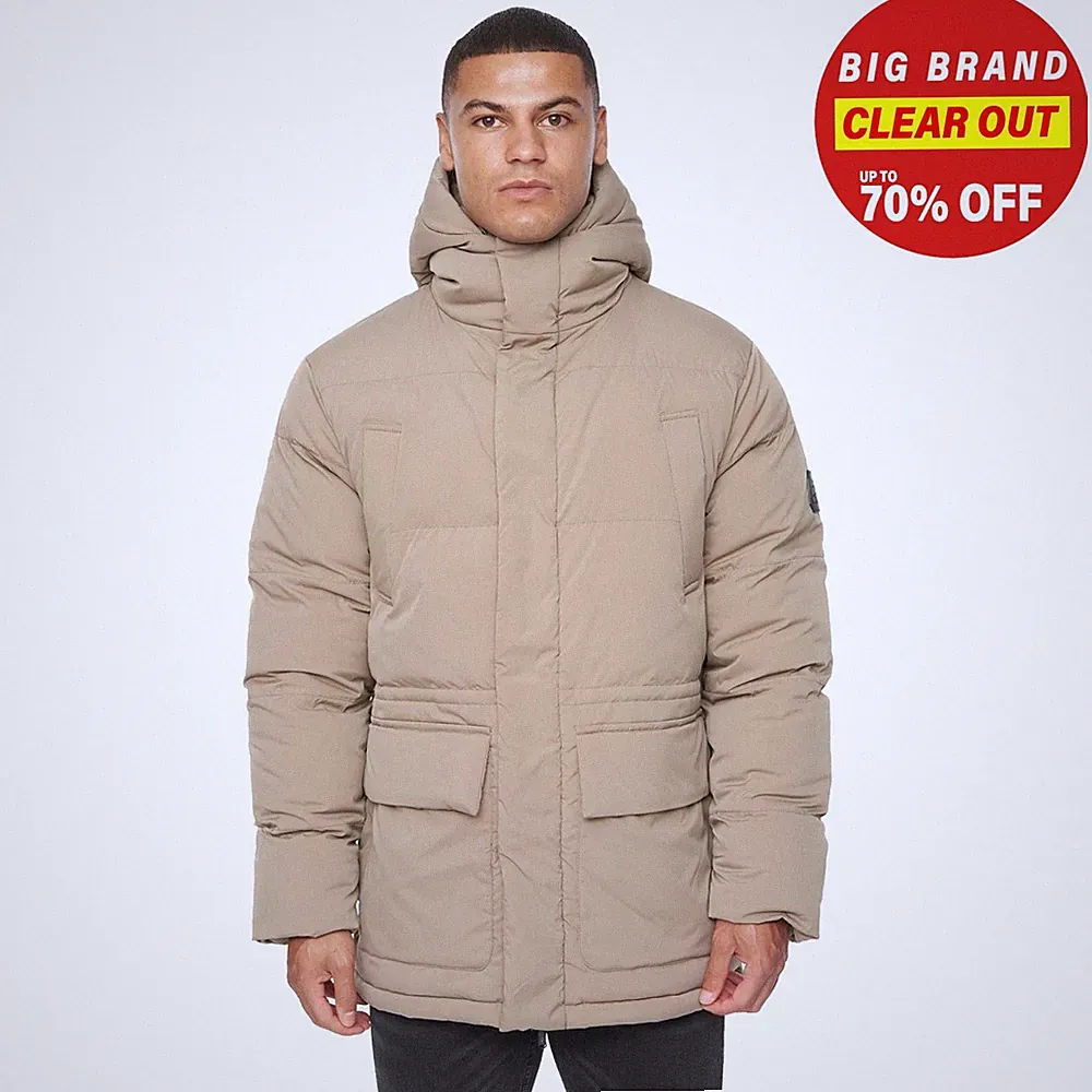 Duck And Cover Fletchley Herren Steppjacke Daunenoptik Wintermantel Beige