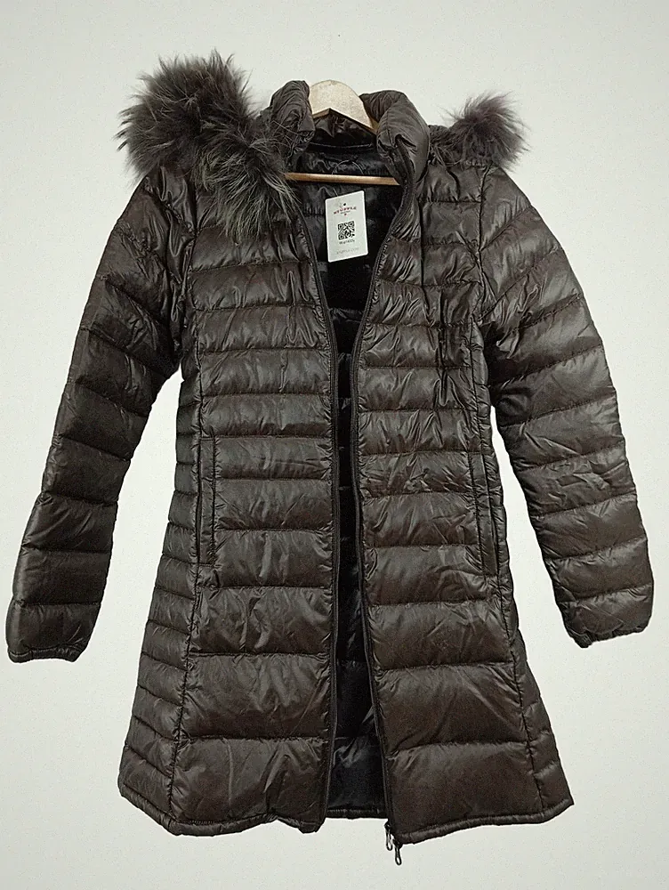 Duvetica Daunenjacke Damen Gr. 44 Braun Pelzbesatz Steppmantel