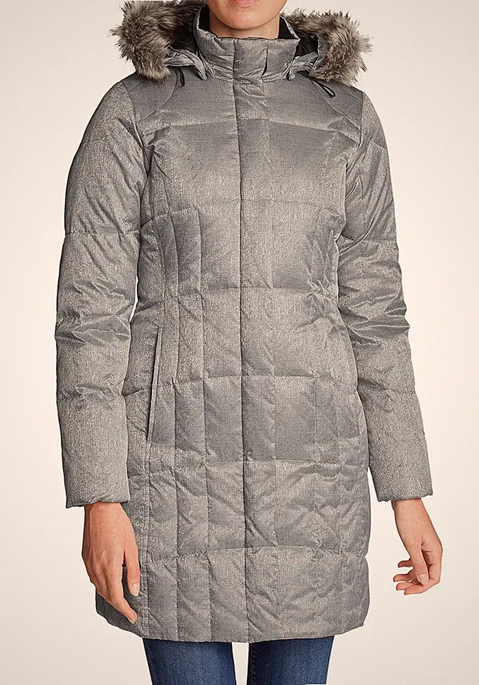 Eddie Bauer Damen Jacke Lodge Daunenparka Mantel Wintermantel, Silber, S