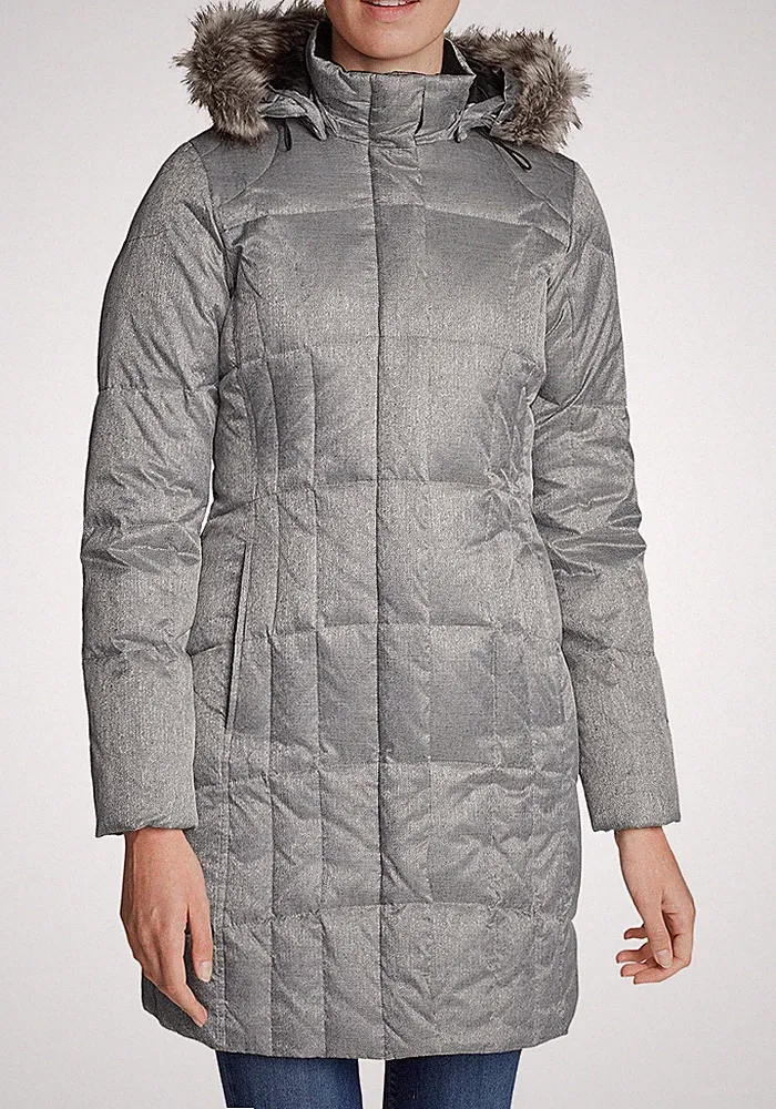 Eddie Bauer Damen Jacke Lodge Daunenparka Mantel Wintermantel, Silber, XS/32
