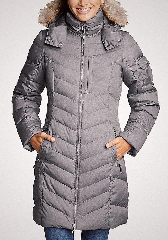 Eddie Bauer Damen Wintermantel Jacke Sun Valley Daunenparka, Aschgrau, XS/32