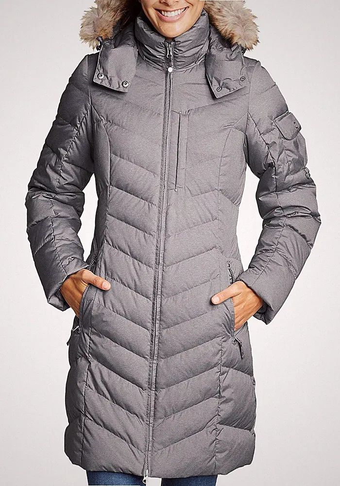 Eddie Bauer Damen Wintermantel Jacke Sun Valley Daunenparka, Aschgrau, XS/32