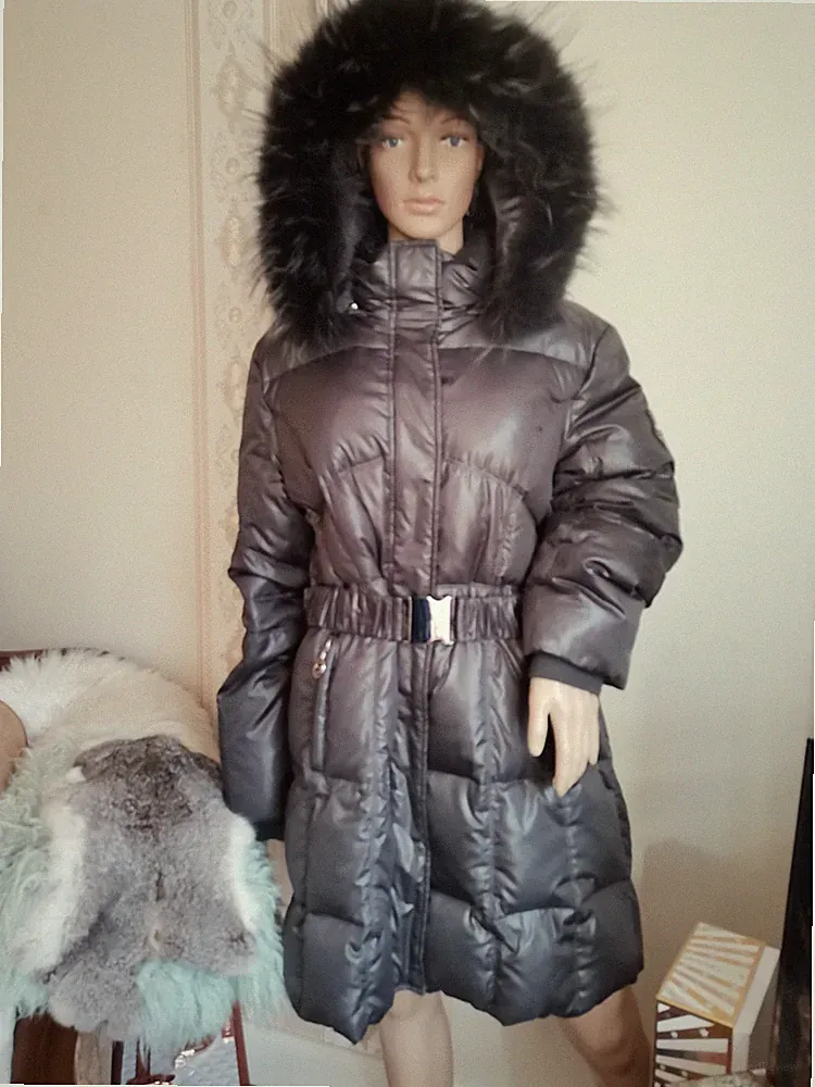 EDEL Sportalm Daunenmantel MANTEL ECHTFELL Fell DAUNEN 46 XXXL Silber Coat PARKA