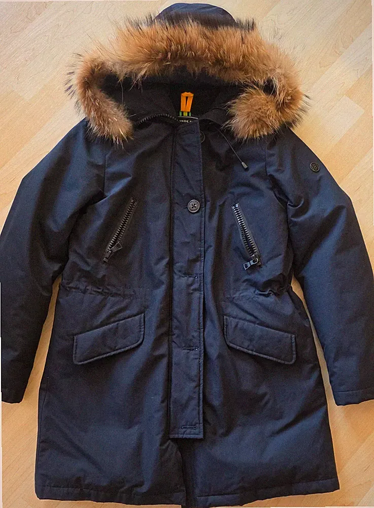 Edler Blonde No.8 Daunenparka POLAR 515 Schwarz Gr. 38 – Echtfell – Top Zustand!
