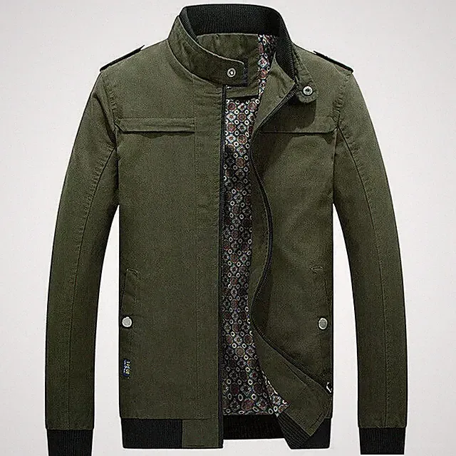 Elegant Jacke Angepasst Schlank Grün Herren Mode Effekt Denim Jeans 1043