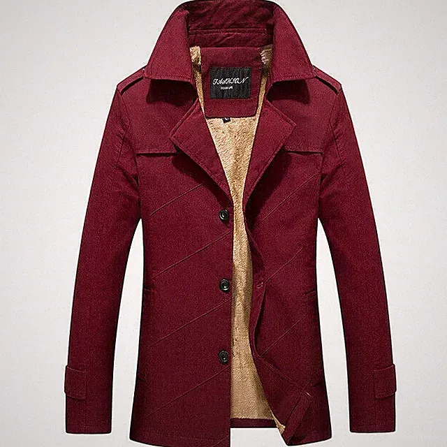 Elegant Jacke Trench Mantel Herren Mode Wasserdicht Schlank Rot Dunkelheit 1031