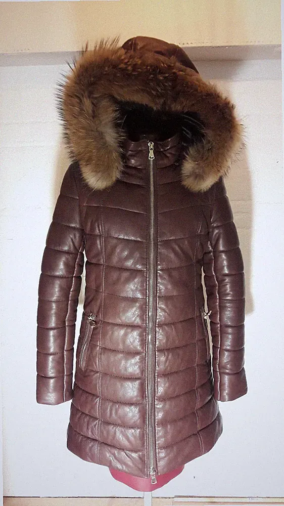 Eleganter Daunen Ledermantel schokobraun NEU MIT ETIKETT