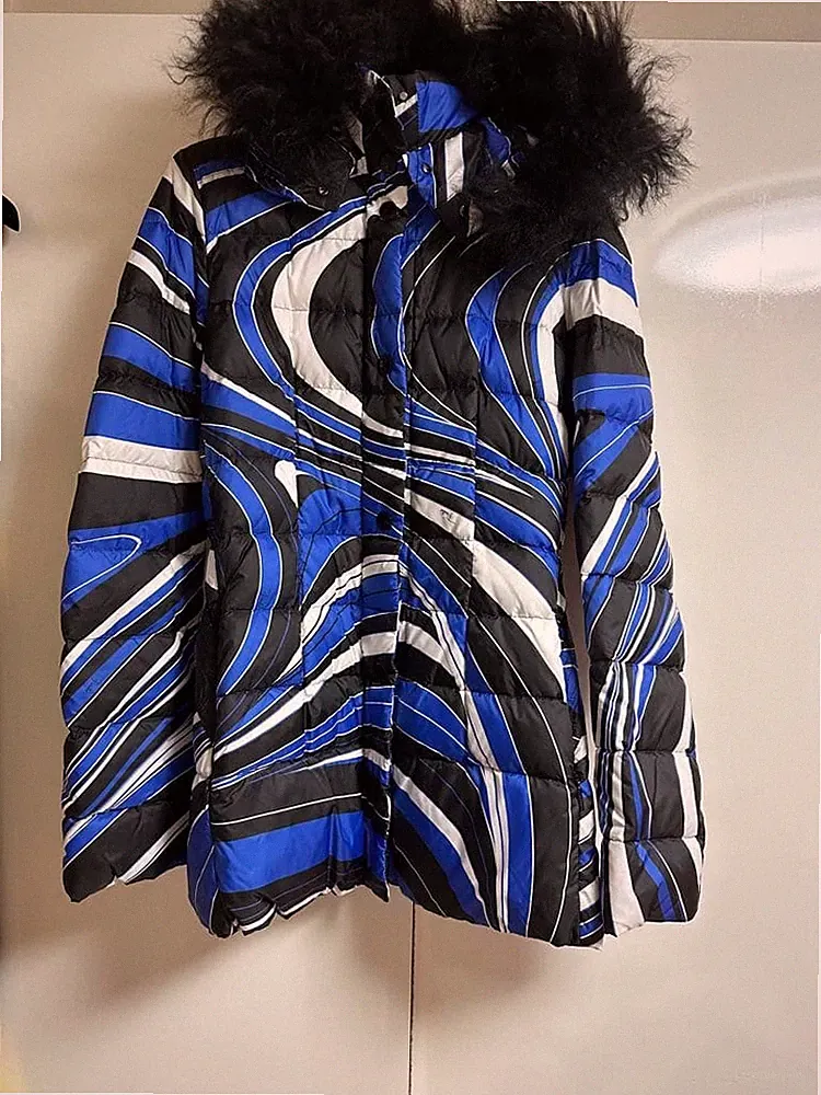 Emilio Pucci Daunenjacke Damen Mantel Gr.IT40 Geometrisches Muster Gut