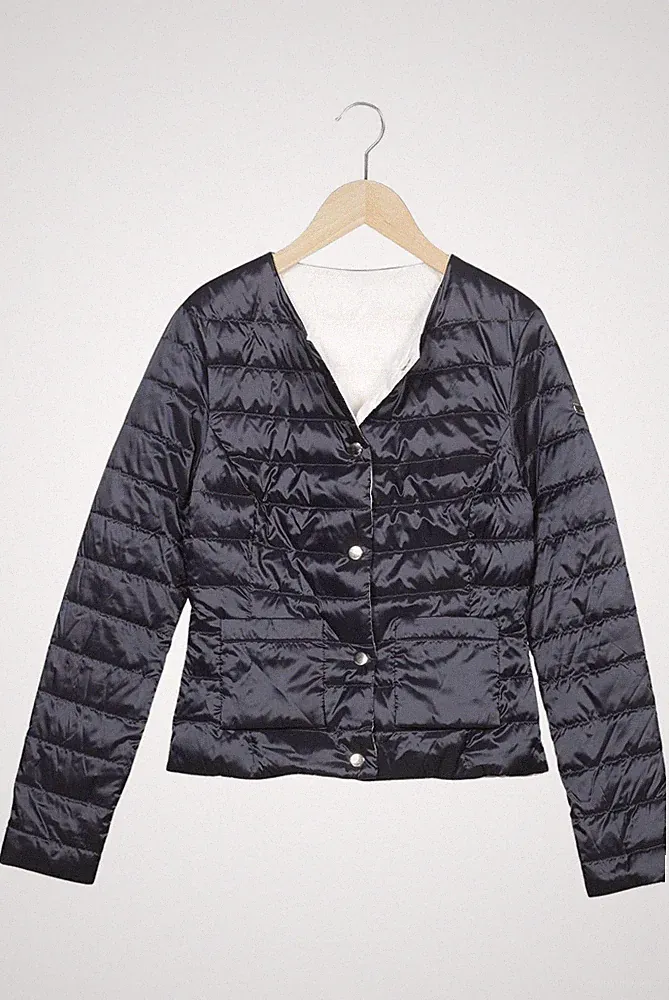Escada Jacke Damen Anorak Jacket Kurzmantel Gr. EU 32 Daunen Marineblau #t2k2pdf