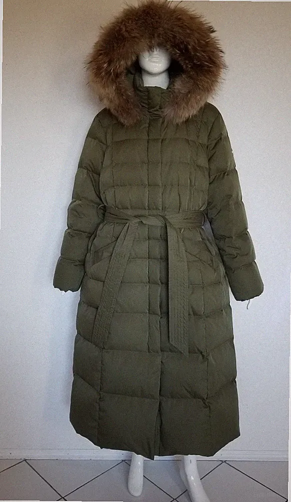 Escada Sport femininer warmer Mantel Long Daunenmantel Steppmantel mit Fell