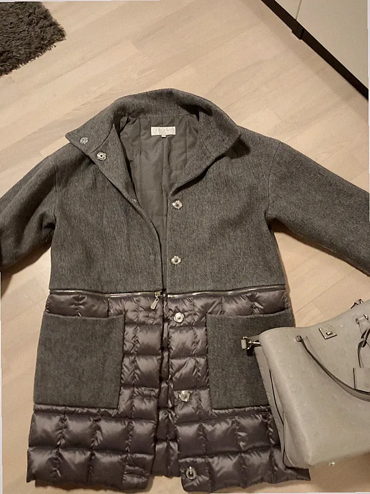 Escada Sport Mantel grau, Gr S, Schurwolle, Daunen, EDEL!