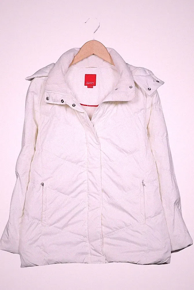 Esprit Jacke Damen Anorak Jacket Kurzmantel Gr. M Baumwolle Daunen Weiß #90uy5om