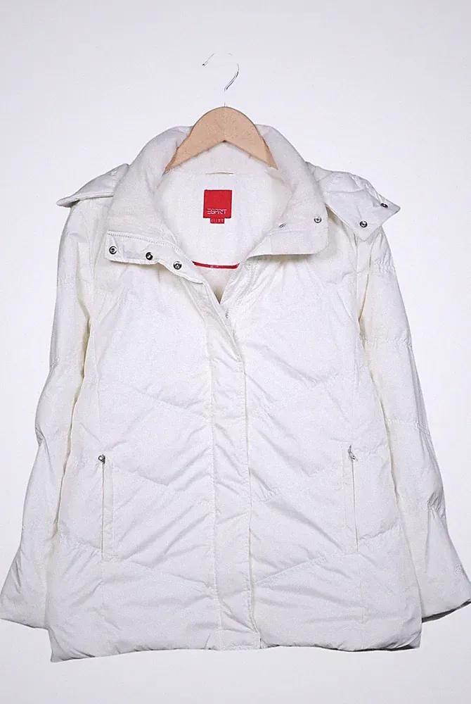 Esprit Jacke Damen Anorak Jacket Kurzmantel Gr. M Baumwolle Daunen Weiß #90uy5om