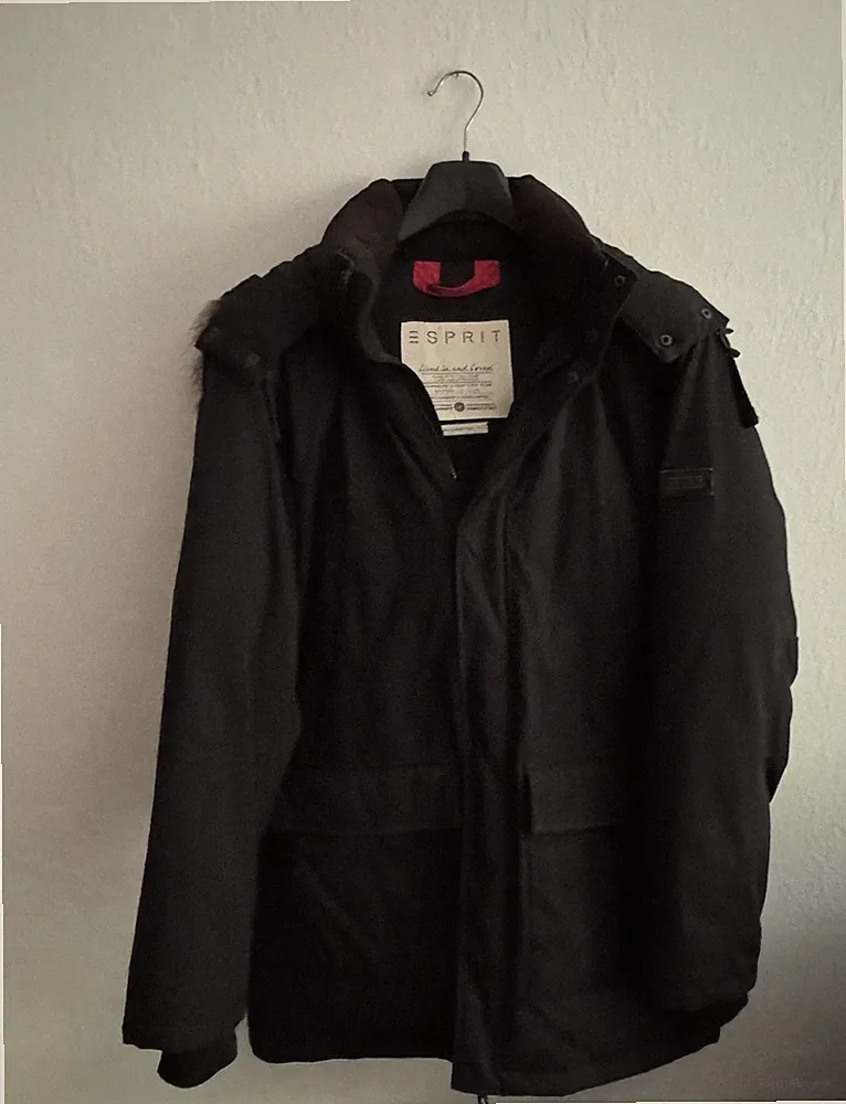 Esprit Jacke Winter Mantel L Schwarz Kunstpelz ohne Daunen