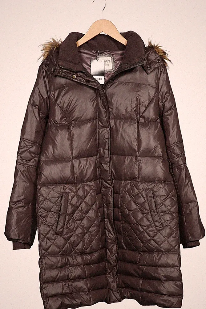 Esprit Mantel Damen Jacke Parka Gr. 44 Baumwolle Daunen Braun #0vry936