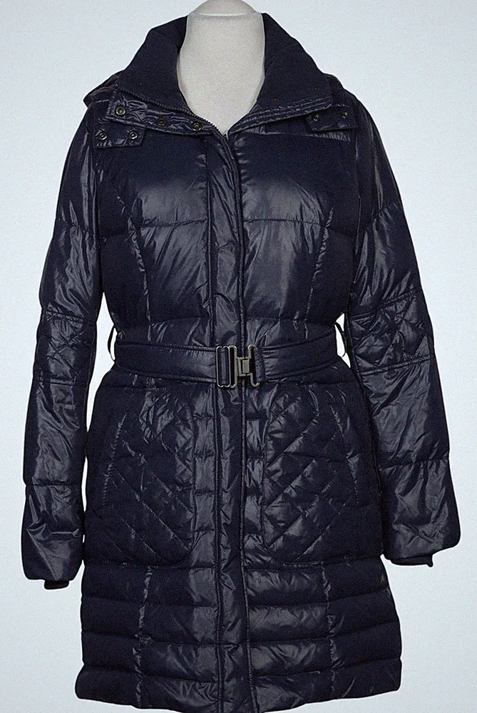 Esprit Mantel Damen Jacke Parka Gr. EU 40 Baumwolle Daunen Marineblau #r9er2do