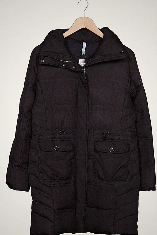 Esprit Mantel Damen Jacke Parka Gr. L Baumwolle Daunen Schwarz #029hpwr