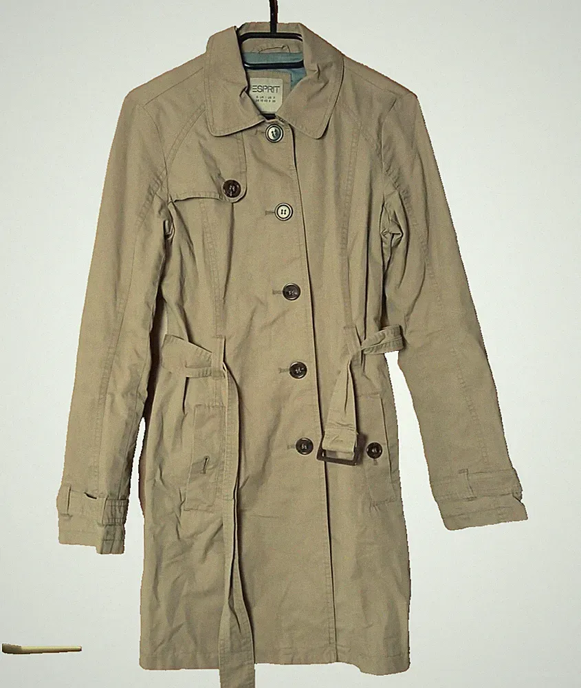 Esprit Trenchcoat Herbst Mantel Damen Beige Gr. 38 Regenmantel Baumwolle