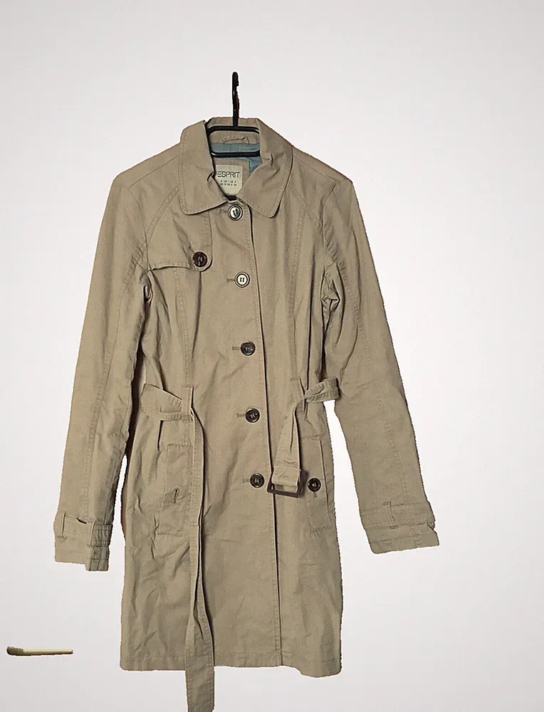 Esprit Trenchcoat Mantel Damen Beige Gr. 38 Regenmantel Baumwolle