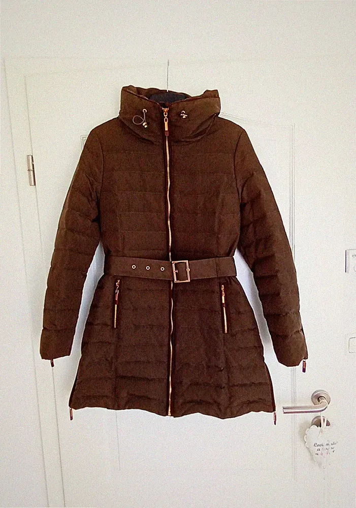 Esprit Winter Jacke Daunen Mantel Trenchcoat S 36 und 34 Braun Gold Elegant NEU