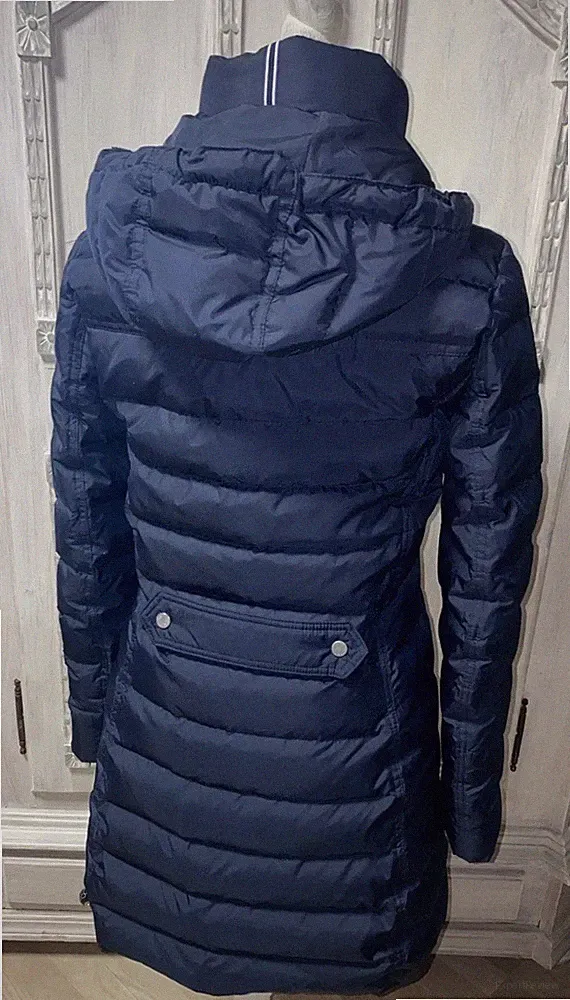 Exzellenter Edel Daunenmantel Tommy Hilfiger Dunkelblau WIE NEU XS 34 36