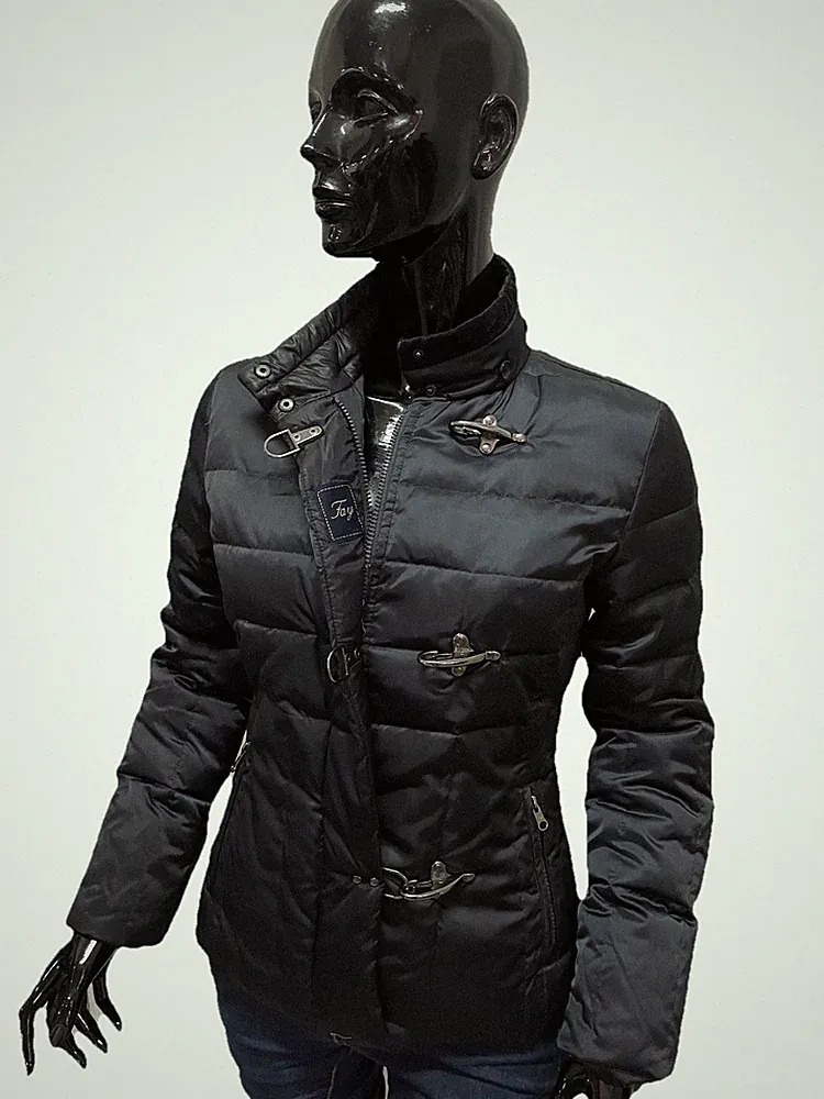 Fay Damen Daunenjacke Schwarz Trapuntato Toggle Mantel Elegante S