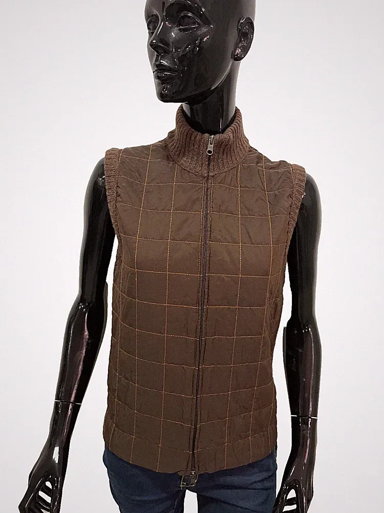 Fay Damen Weste Schurwolle Kaschmir Braun Made in Italy Größe L/46 Daunenjacke