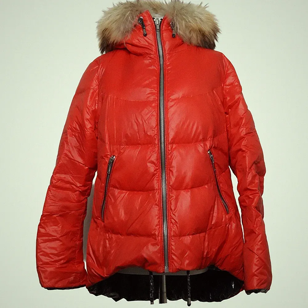Flo&Clo, Daunenmantel, Damen, Größe: 40, Rot/Schwarz, Daune/Polyester #6qk