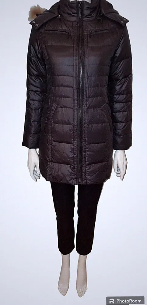 Frieda & Freddies New York Daunenmantel Wintermantel Coat Waschbär Kragen Gr. S